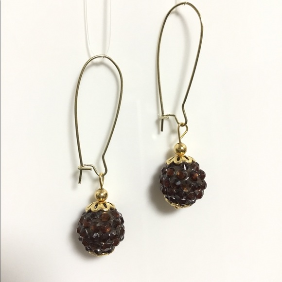 Amber & Gold Raspberry Dangle Earrings - Picture 1 of 1